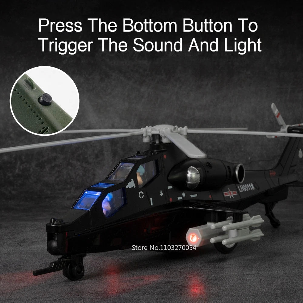 25CM CAIC Z-10 Airplane Toys Models Alloy Diecast Fighter Metal Body Sound Light Pull Back Aircraft Collected Birthday for Gifts