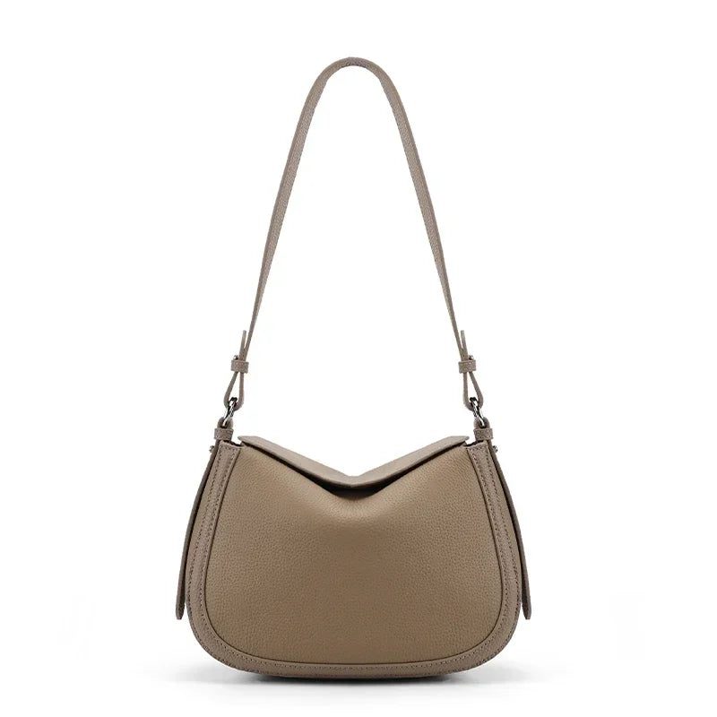 Genuine Cowhide Leather Flap Hobo Shoulder Bag for Women Pebbled Leather Casual Crossbody Bag Luxury Designer Underarm Bags