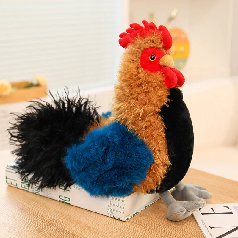 Chubby Rooster Hen Black-bone Chicken Fluffy Simulation Animal Poultry Stuffed Soft Lifelike Huggable Pillow