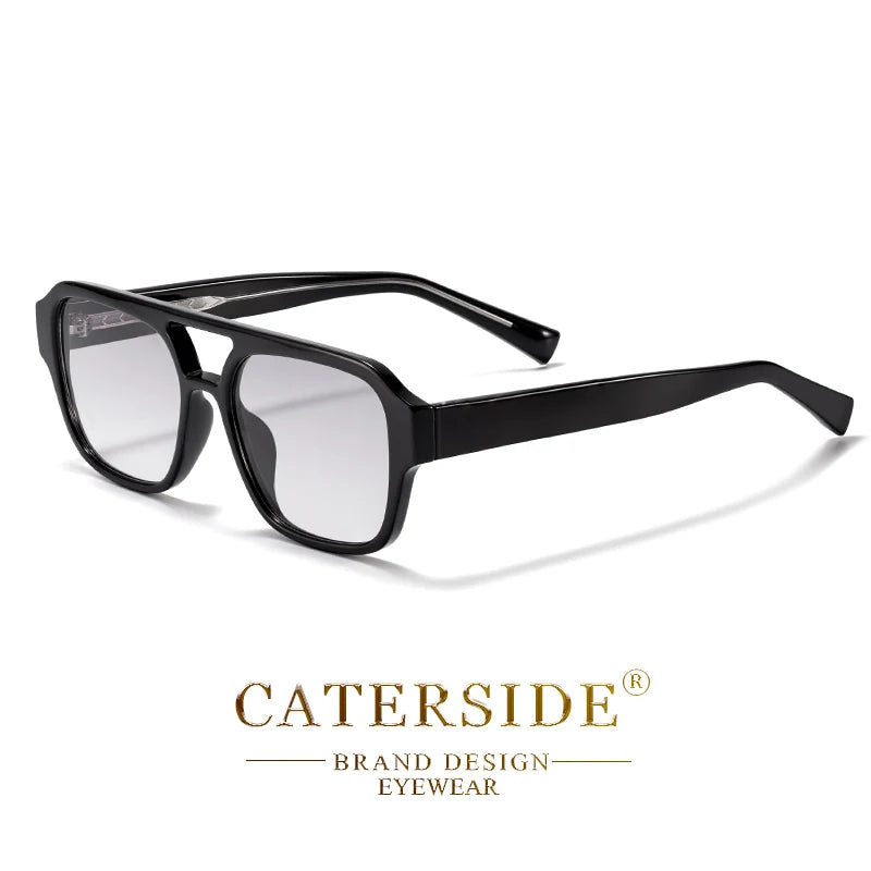 CATERSIDE Fashion Men Sunglasses Flat Top Double Bridges Design Sun Glasses Woman Outdoor Travel Beach Ideal Choice for Gifts