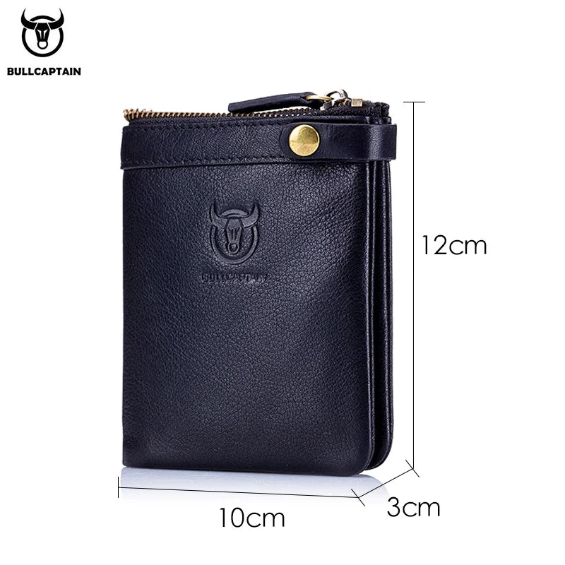 BULLCAPTAIN2022 Vertical Men's Leather Coin Purse High Quality Zipper Organizer RFID Function ID Holder Men's Wallet 058 S