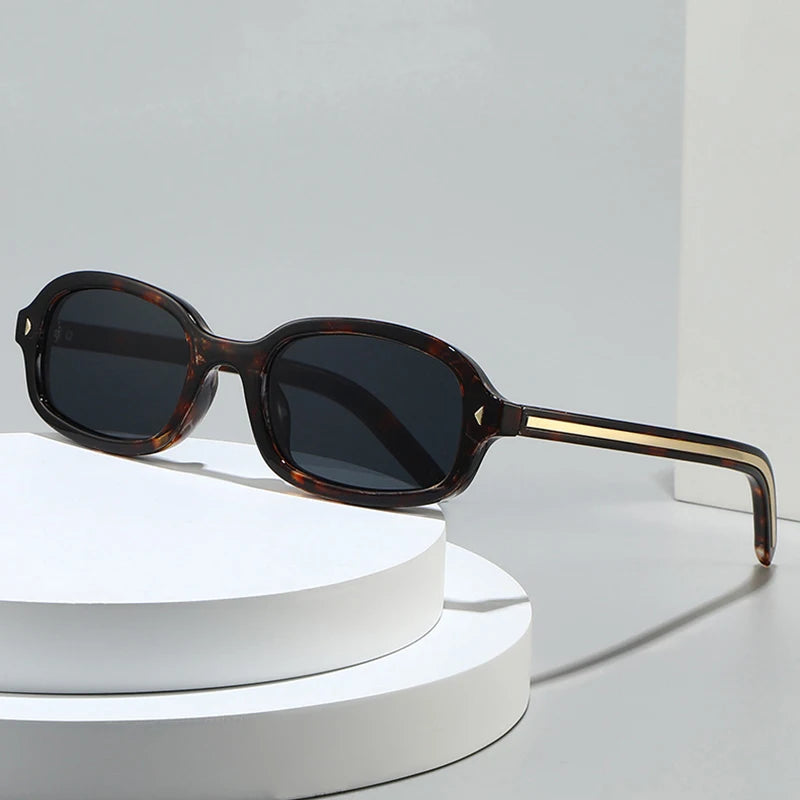 JNPCXI New Small Square Sunglasses Women Retro Leopard Tea Brand Designer Shades UV400 Men Rivets Punk Sun Glasses