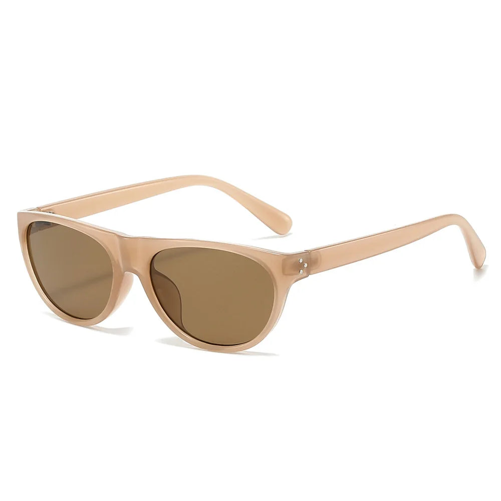 JNPCXI New Fashion Pilot Cat Eye Sunglasses Women Retro Rivets Shades UV400 Men Clear Lens Frame