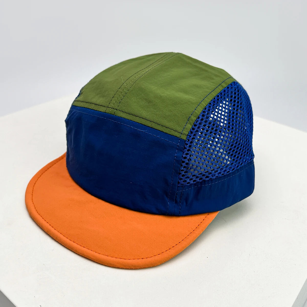 New Unisex Retro Color Block Mesh Baseball Hats Quick Drying Sunshade Outdoor Breathable Peaked Cap Versatile Fashion Short Eave