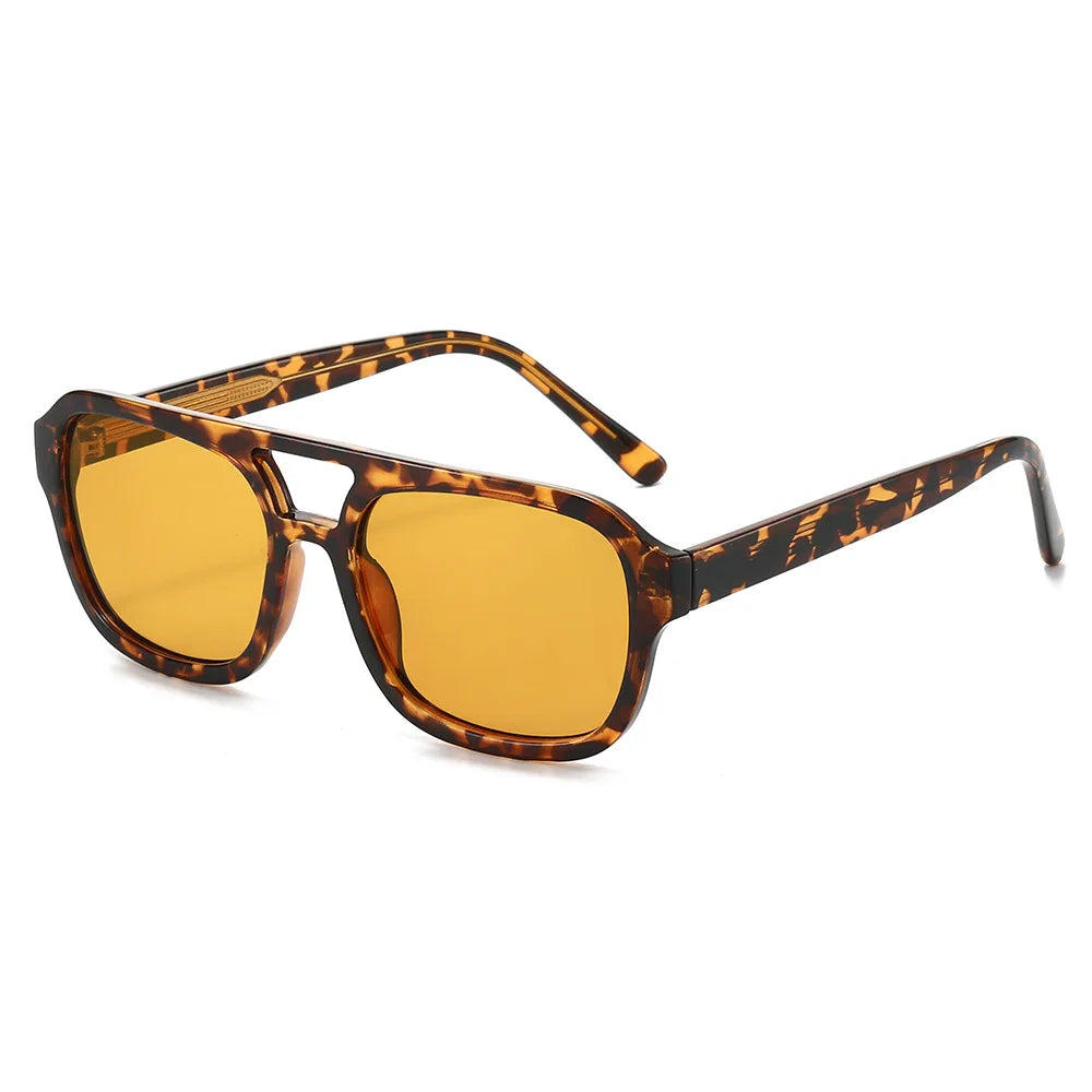 JNPCXI New Retro Square Double Bridges Men Sunglasses Fashion Quality Shades UV400 Women Gradient Blue Sun Glasses