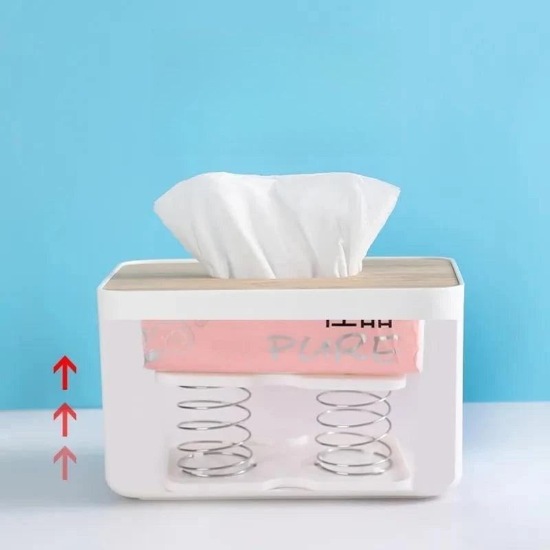 1pc Tissue Dispenser Spring Automatic Lift Spring Loaded Tissue Box Office Home Kitchen Toilet Bracket Kitchen Organizer