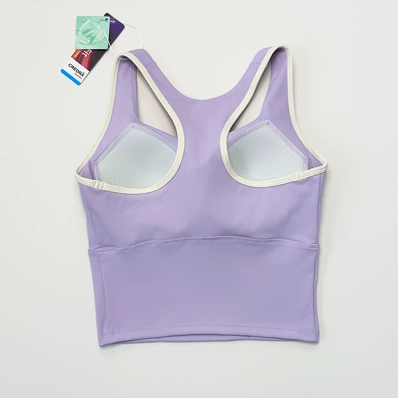 Women's fitness yoga sleeveless vest, elastic fitness yoga, running, dancing, crop top, bra