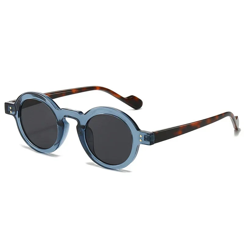 JNPCXI Retro Small Round Sunglasses Women Fashion Clear Ocean Lens Shades UV400 Men Rivets Trending Punk Sun Glasses