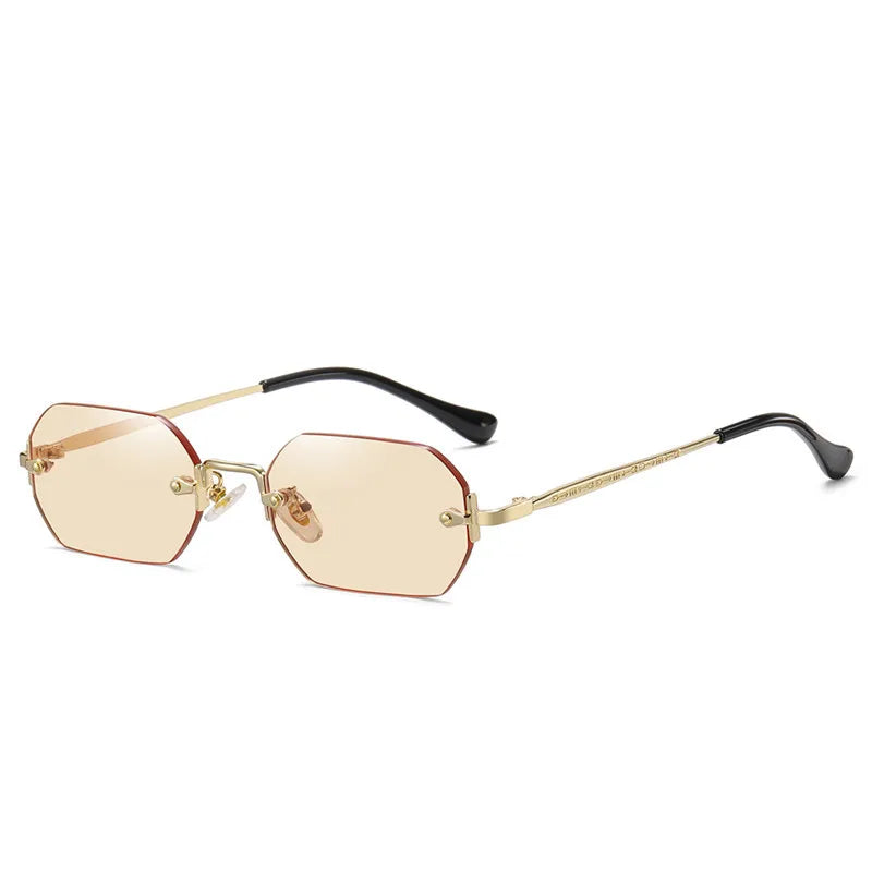 JNPCXI New Rectangle Rimless Sunglasses Retro Punk Gradient Shades UV400