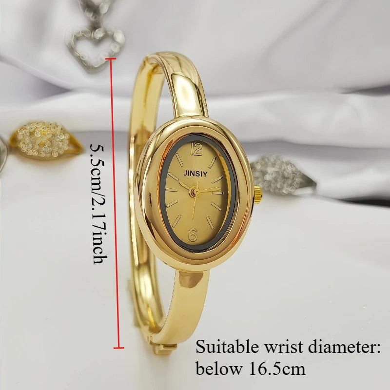 Luxury Gifts Gold Quartz Watch Famous Brand Women Bracelet Watches Fashion Oval Bathtub Shaped Wristwatches Dropshipping Clock