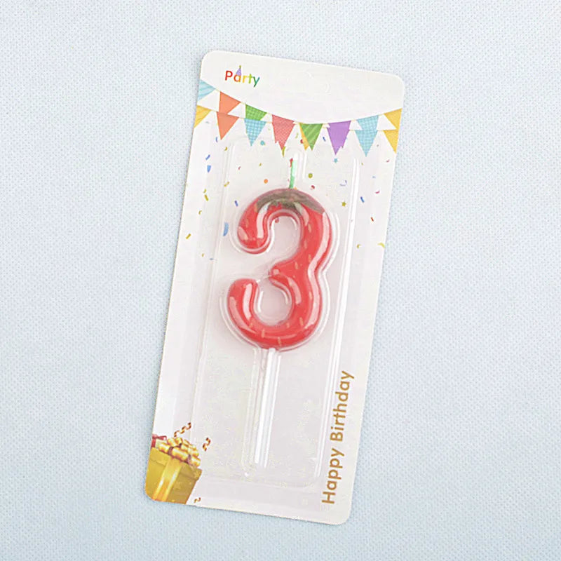 1pc Strawberry Birthday Cake Candle, 0-9 Number Perfect for Anniversary, Birthday & Party Decorations, Celebration Candle