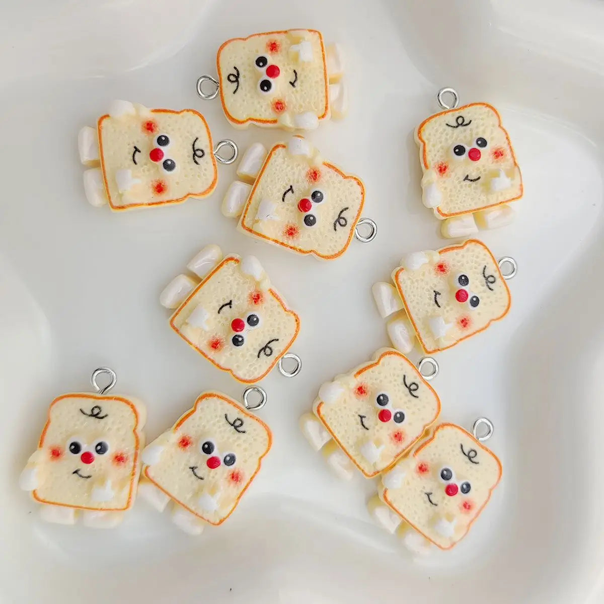 10 Pieces Yellow Toast Man Pendant Charms - DIY Resin Jewelry Making Kit for Necklace and Earrings