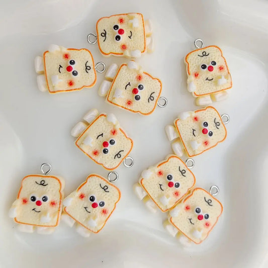 10 Pieces Yellow Toast Man Pendant Charms - DIY Resin Jewelry Making Kit for Necklace and Earrings