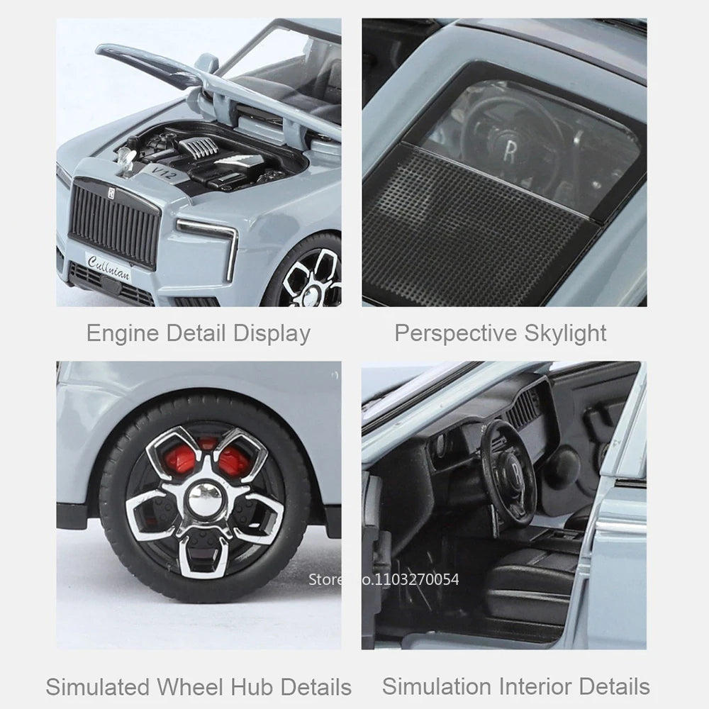 1:32 Rolls-Royce Cullinan Dawn Model Toy Diecast Alloy Car Sound Light Pull Back Doors Opened Miniature Cars Simulation Ornament