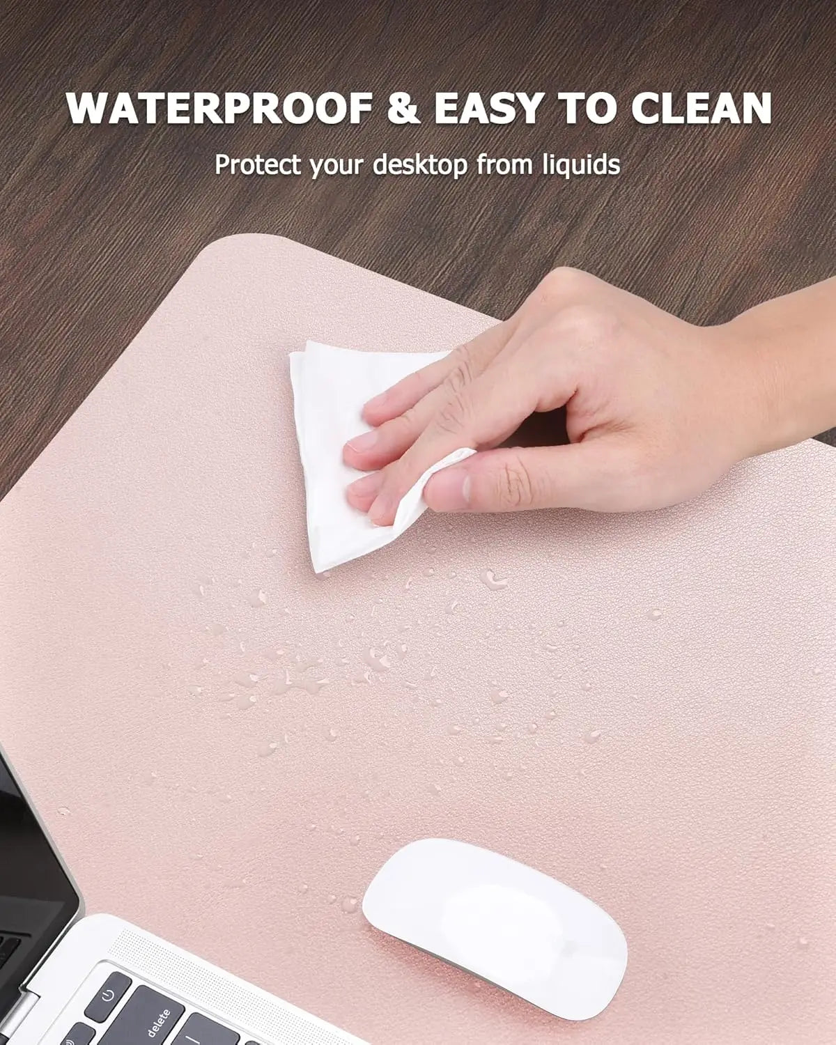 Non-Slip Desk Mat, Waterproof Desk Pad Table Protector, Large Mouse Pad Leather Writing Mat with Suede for Office /Home/Decor
