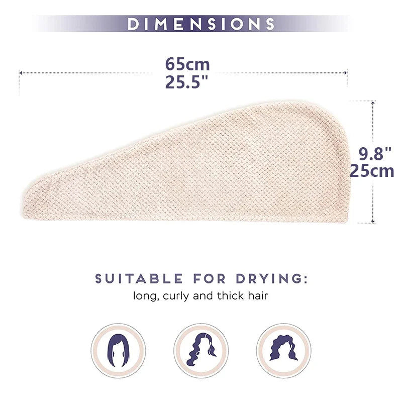 1pc Soft Hair Drying Cap, Solid Color Towel for Bathroom, Super Absorbent Hair Wrap Towel for Curls, Anti-Frizz Hair Turban