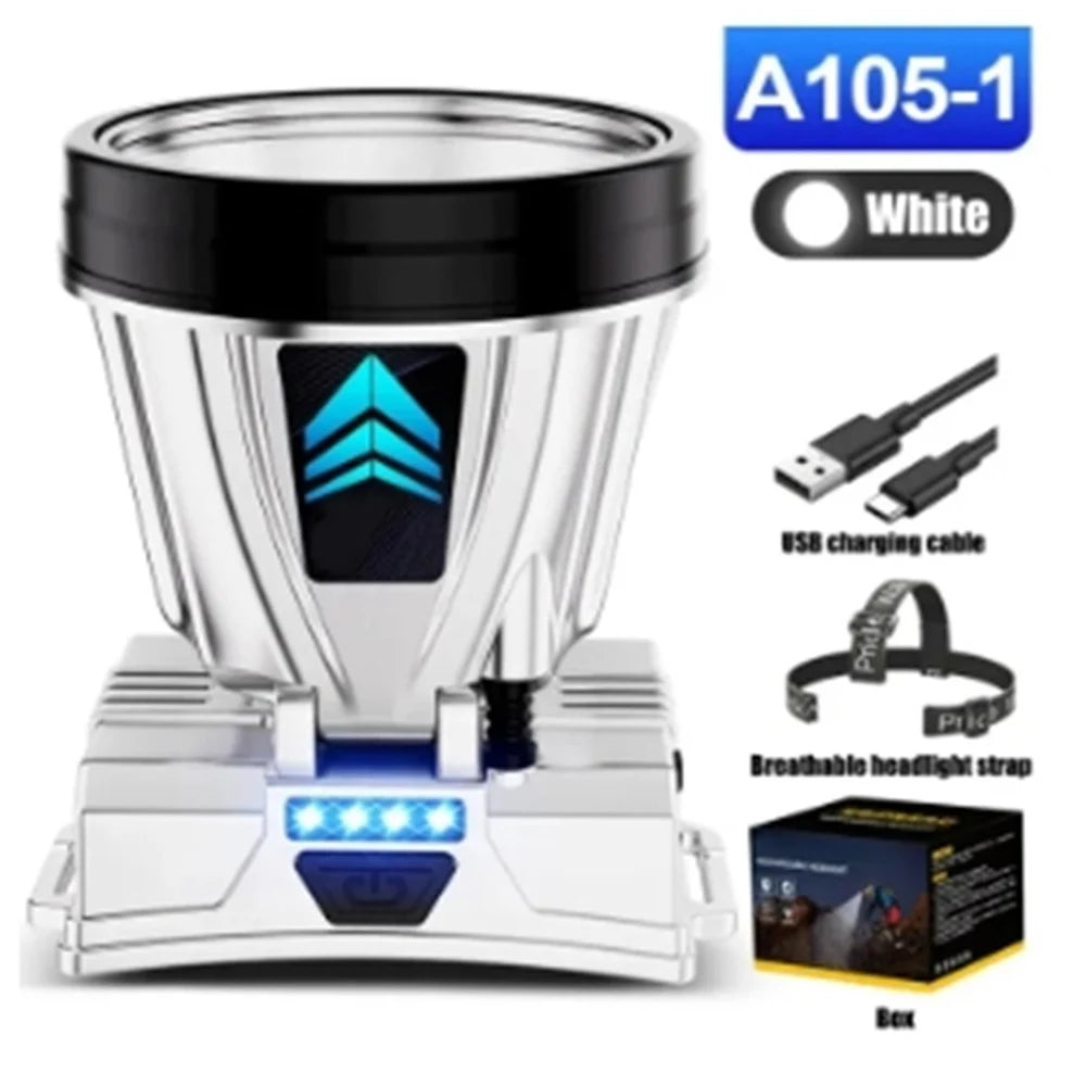 1000m High-beam Headlight Flashlight, rechargeable waterproof Emergency Headlamp