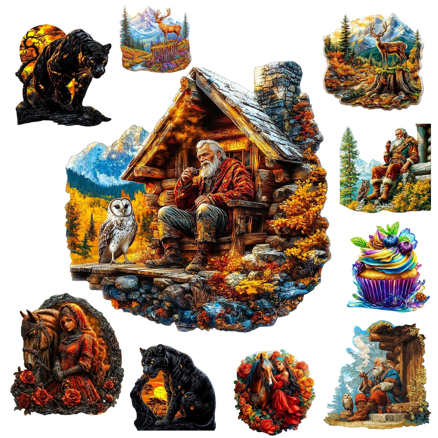 Humans Nature And Animals Wooden Jigsaw Puzzle Romantic Style Wooden Decor Christmas and Halloween Gift Toy for Teen and Kid
