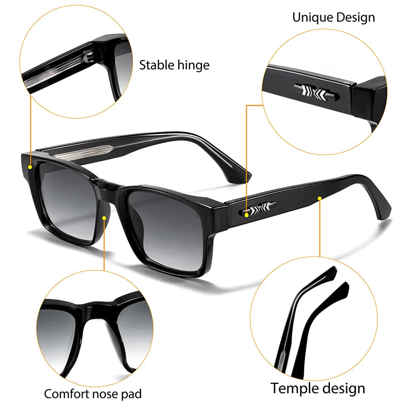 CATERSIDE Fashion Men's Square Sunglasses Brand Design Core Insert Leg Sun Glasses Women's Outdoor Travel Party Glasses