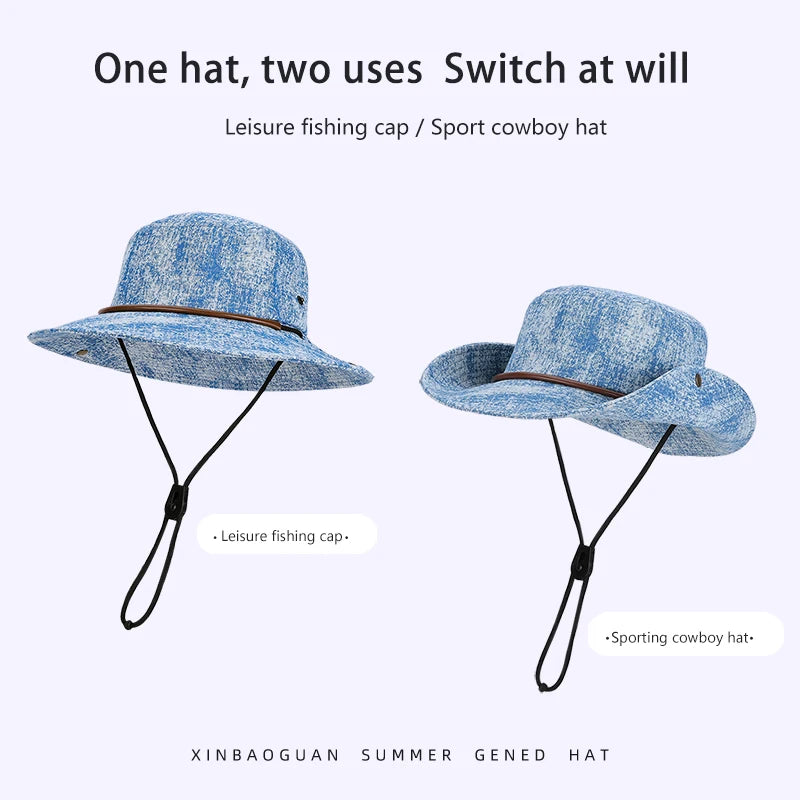 6142-New spring and summer women's outdoor fisherman hats for hiking and fishing, water-washed denim hatswithversatilelargebrims
