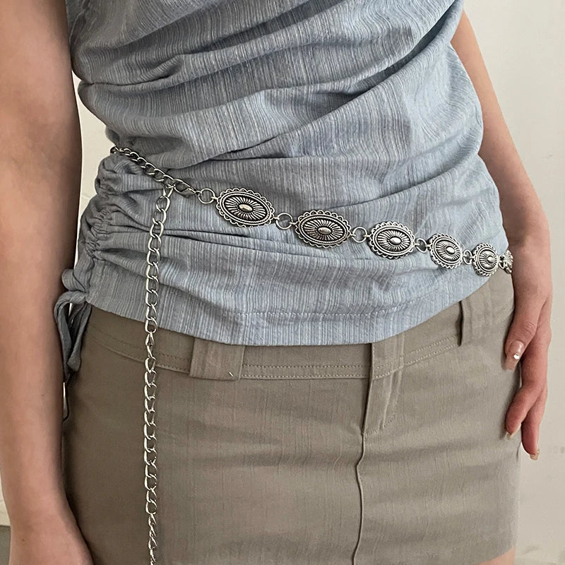 Silver Chatelaine Design Sense Retro Accessories with Dress New Summer Belt Senior Sense Simple