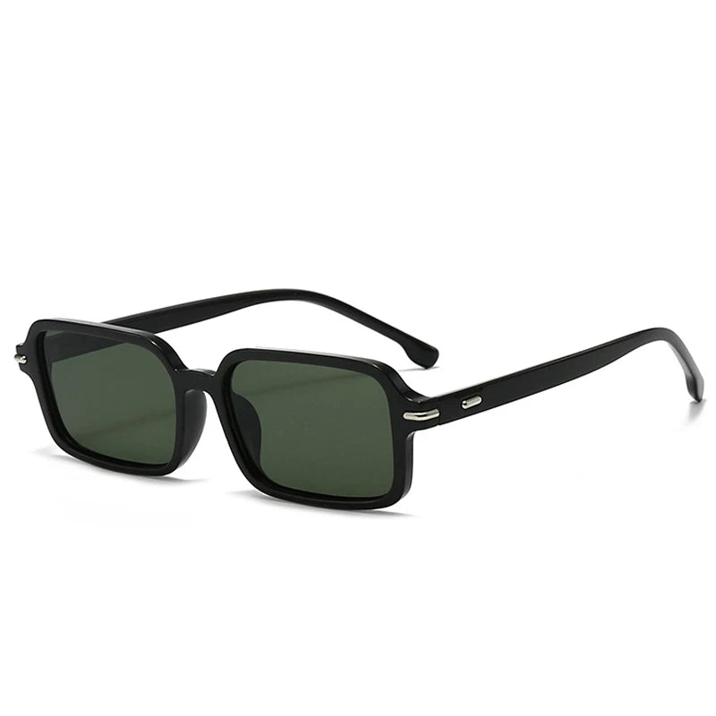 JNPCXI Retro Rectangle Sunglasses Women Fashion Rivets Eyewear Men Trending Punk Leopard Blue Sun Glasses Shades UV400