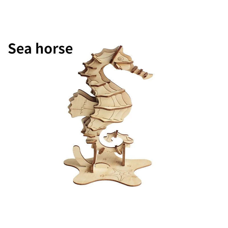 Marine Life Series 3D Wooden Puzzle Educational Toys Puzzles for Kids Educational Toys Wooden Gift for Children Creatif