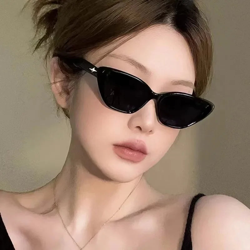 1pc Y2K Cat Eye Fashion Glasses, Anti-Reflective Plastic Frame, Star Punk Design,