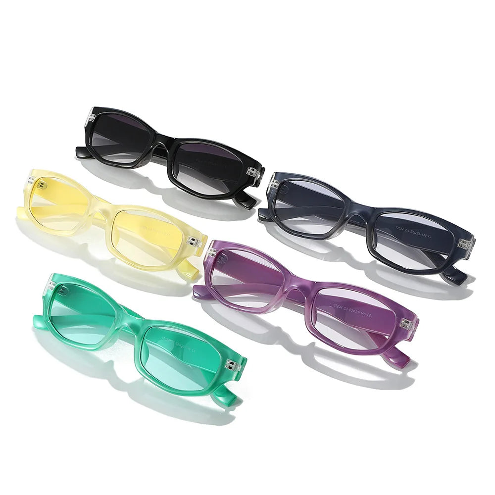 JNPCXI New Retro Small Rectangle Sunglasses Women Candy Colors Shades UV400 Square Men Sun Glasses