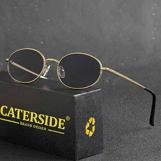CATERSIDE New Retro Round Sunglasses Men Punk Metal Small Frame Brand Design Sun Glasses for Women Party Casual Vintage Eyewear