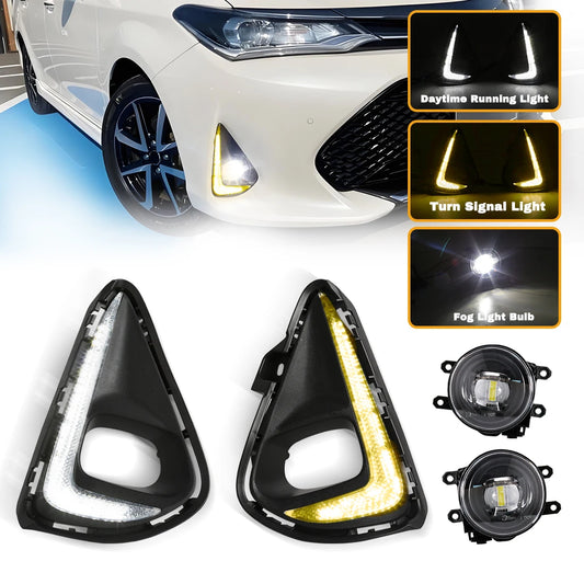 For Toyota Corolla Axio 2018 2019 2020 2021 Led Fog Lamps DRL Daytime Running Lights Front Bumper Headlights Halogen Covers Wire