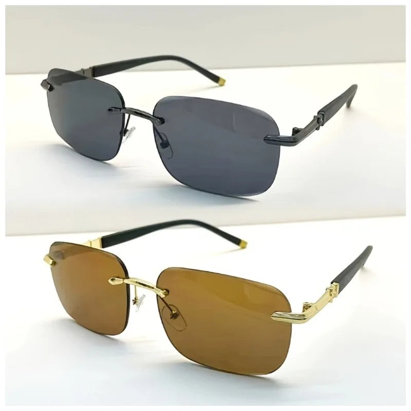 2pcs Men's Frameless Fashion Glasses  Lightweight and Durable Design Suitable for Driving and Daily Wear
