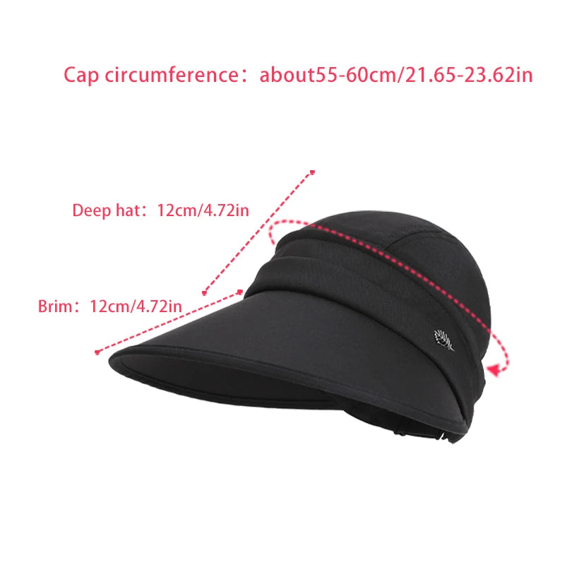 6176-New summer wide-brimmed sun-protective hat withdetachablebrimforeasyremoval. Convenient pop-up hat suitable for outdoor act