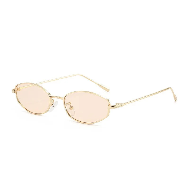 JNPCXI Fashion Small Cat Eye Metal Sunglasses Men Women Outdoor Sun Glasses Vintage Triangle Irregular Design Punk Eyeglasses