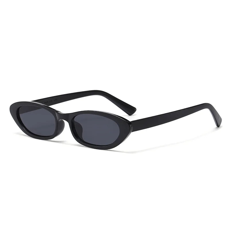JNPCXI New Women's Black Sunglasses Fashion Small Oval Frame Sun Glasses Ladies Retro Oval Eyewear Shade UV400
