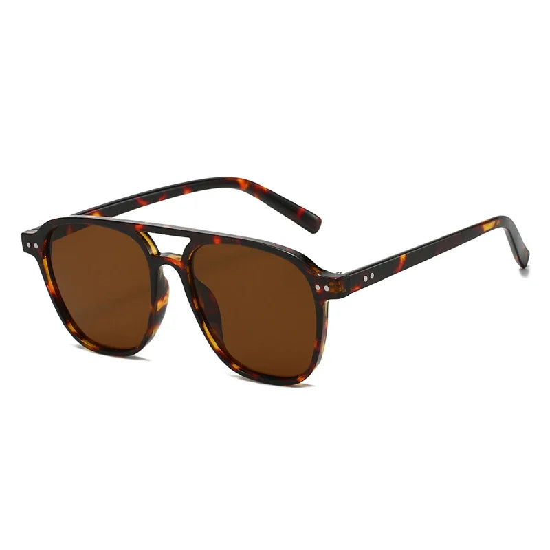 JNPCXI Retro Rivets Double Bridges Men Sunglasses Fashion Women Luxury Shades UV400 Green Sun Glasses