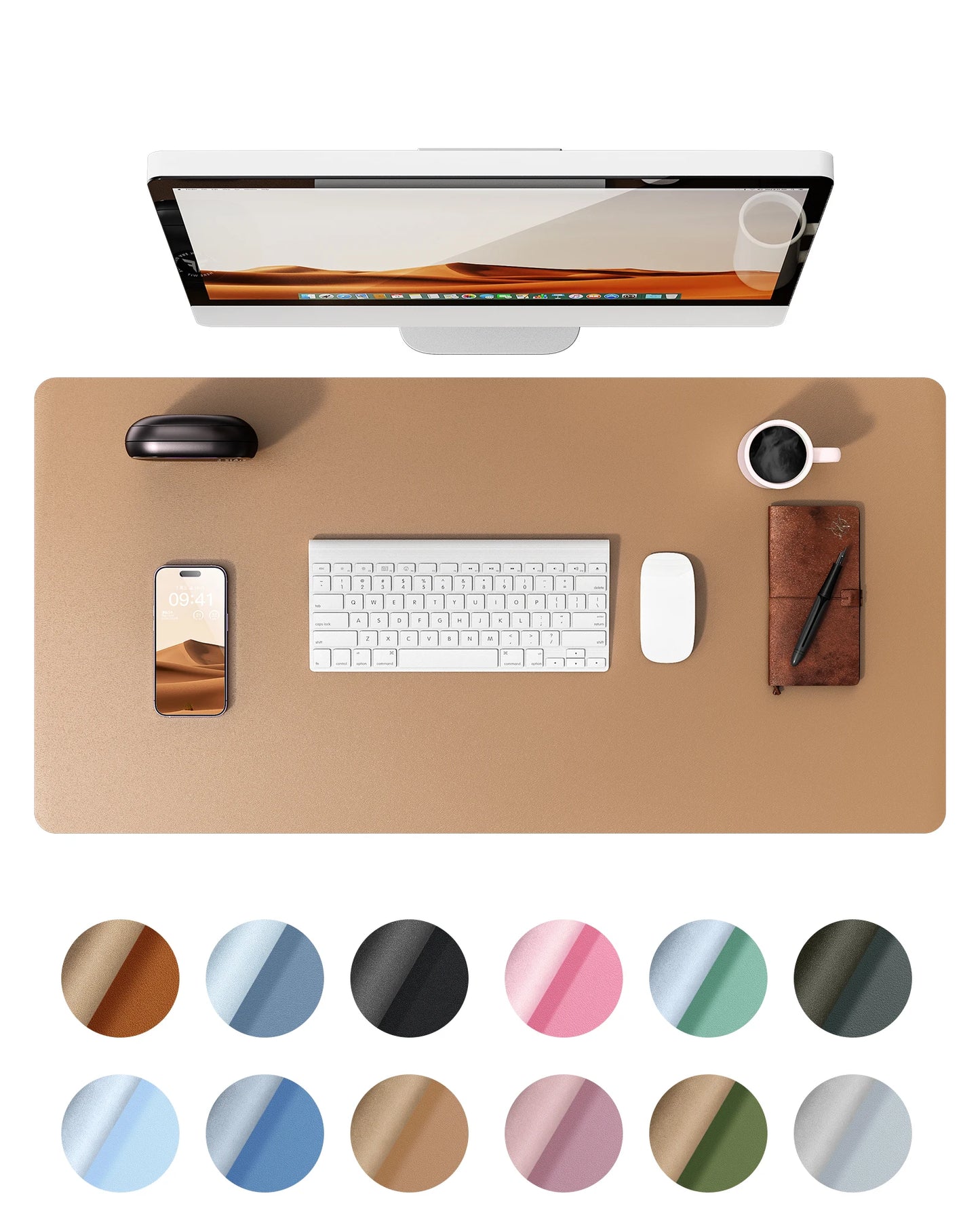 Large Size Leather Desk Pad Protector, Office Desk Mat, Large Mouse Pad, Non-Slip PU Leather Desk Blotter, Laptop Desk Pad