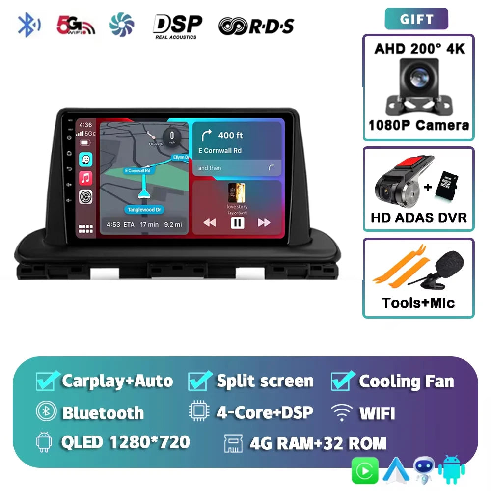 For Kia Forte Cerato 4 IV 2018 - 2021 Android 15 Carplay Auto Car Radio Multimedia Stereo Video Player GPS Navigation WIFI 4G BT