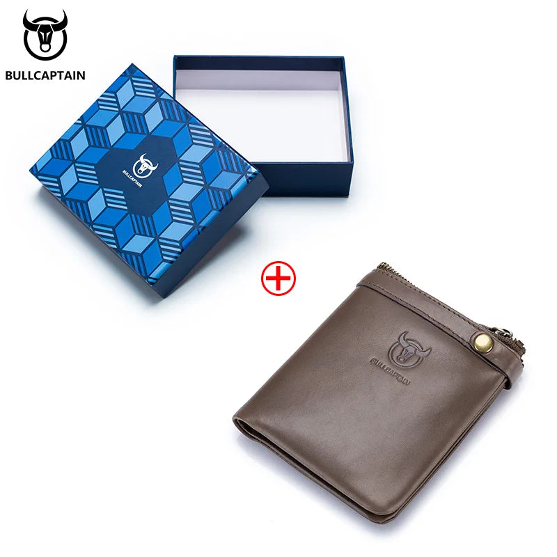 BULLCAPTAIN2022 Vertical Men's Leather Coin Purse High Quality Zipper Organizer RFID Function ID Holder Men's Wallet 058 S