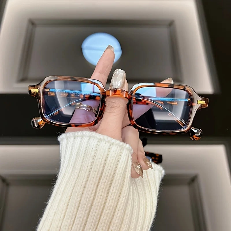 1pc Square Sun Glasses Women Popular Street Shooting Leopard Print Anti UV Fashion Sunglasses Unisex Eyewear Glasses
