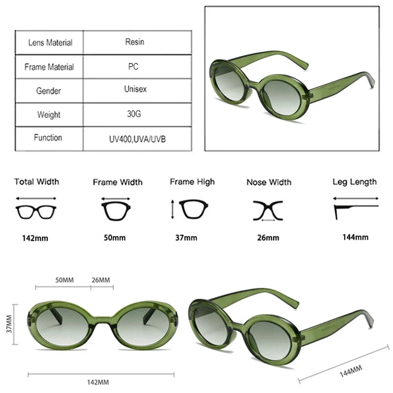 JNPCXI Oval Jelly Color Women Sunglasses Fashion Black Light Tea Shades UV400 Men Trending Gradient Sun Glasses