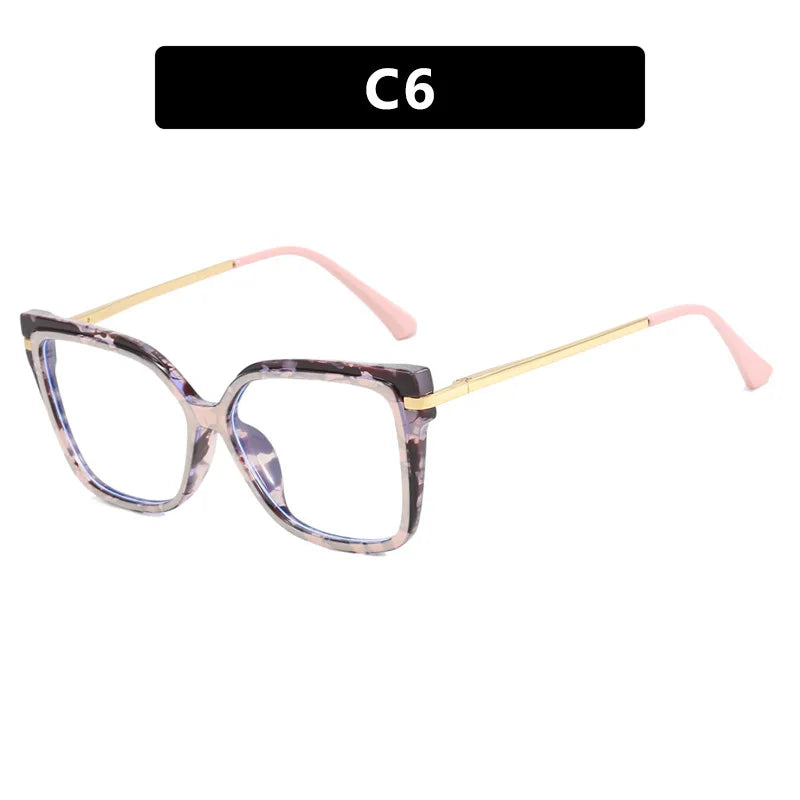 JNPCXI New Retro TR90 Square Women Glasses Frame Double Colors Fashion Leopard Clear Anti-blue Light Optical Eyeglasses