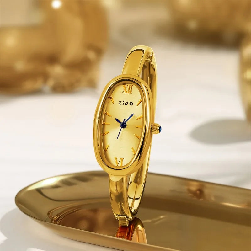 Fashion Oval Roman Dial Watch Women Simple Gold Quartz Watches Luxury Brand Bracelet Wristwatches Relojes Para Mujer Gifts