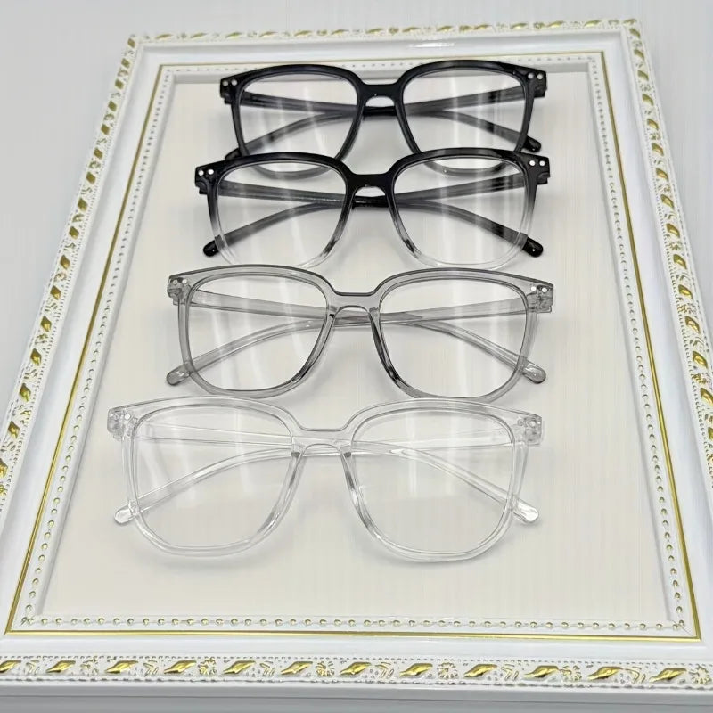 4pcs Steam Punk Style Anti-Blue Light Square Glasses, Plastic Frame, Anti-Reflective Plastic Lens