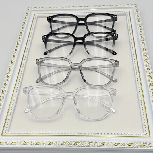 4pcs Steam Punk Style Anti-Blue Light Square Glasses, Plastic Frame, Anti-Reflective Plastic Lens
