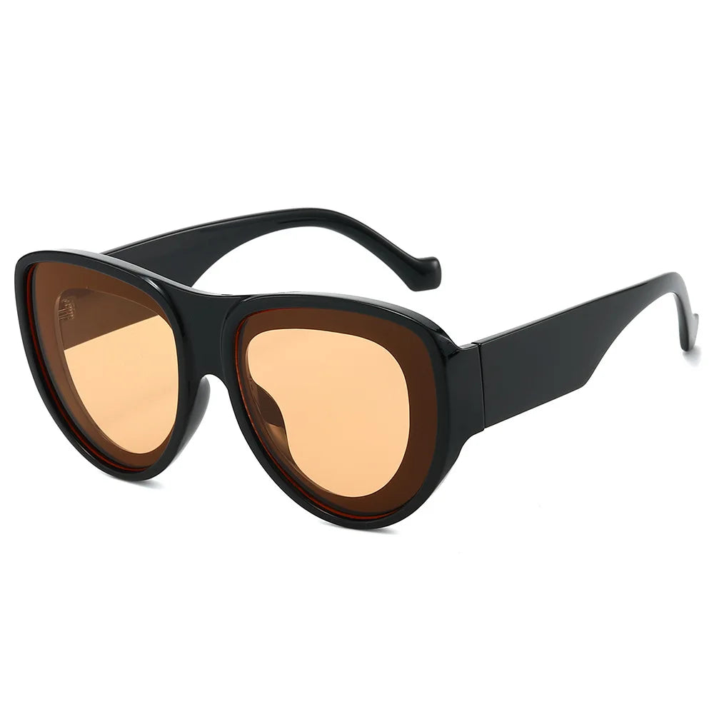 JNPCXI New Oversized Pilot Sunglasses Women Retro Gradient Mirror Shades UV400 Fashion Men Trending Punk Blue Pink Sun Glasses