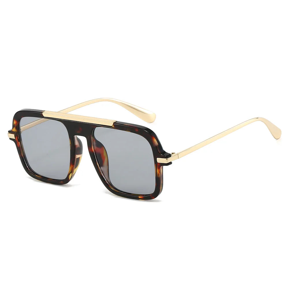 JNPCXI New Square Women Sunglasses Fashion Shades UV400 Retro Trending Leopard Green Gradient Men Sun Glasses