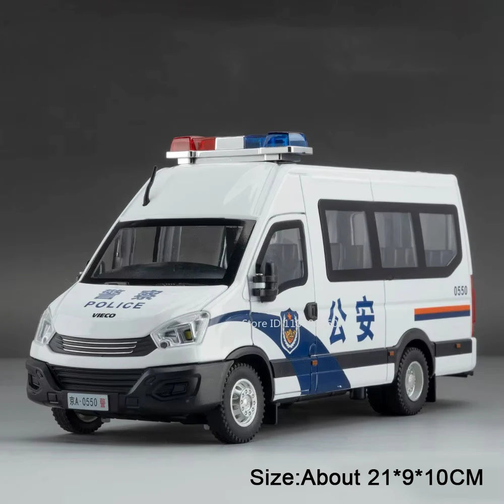 1:24 Police Car Disperse Explosion Proof Cars Toys Alloy Diecast Model with Sound Light Pull Back Doors Opened Vehcies Boy Gifts
