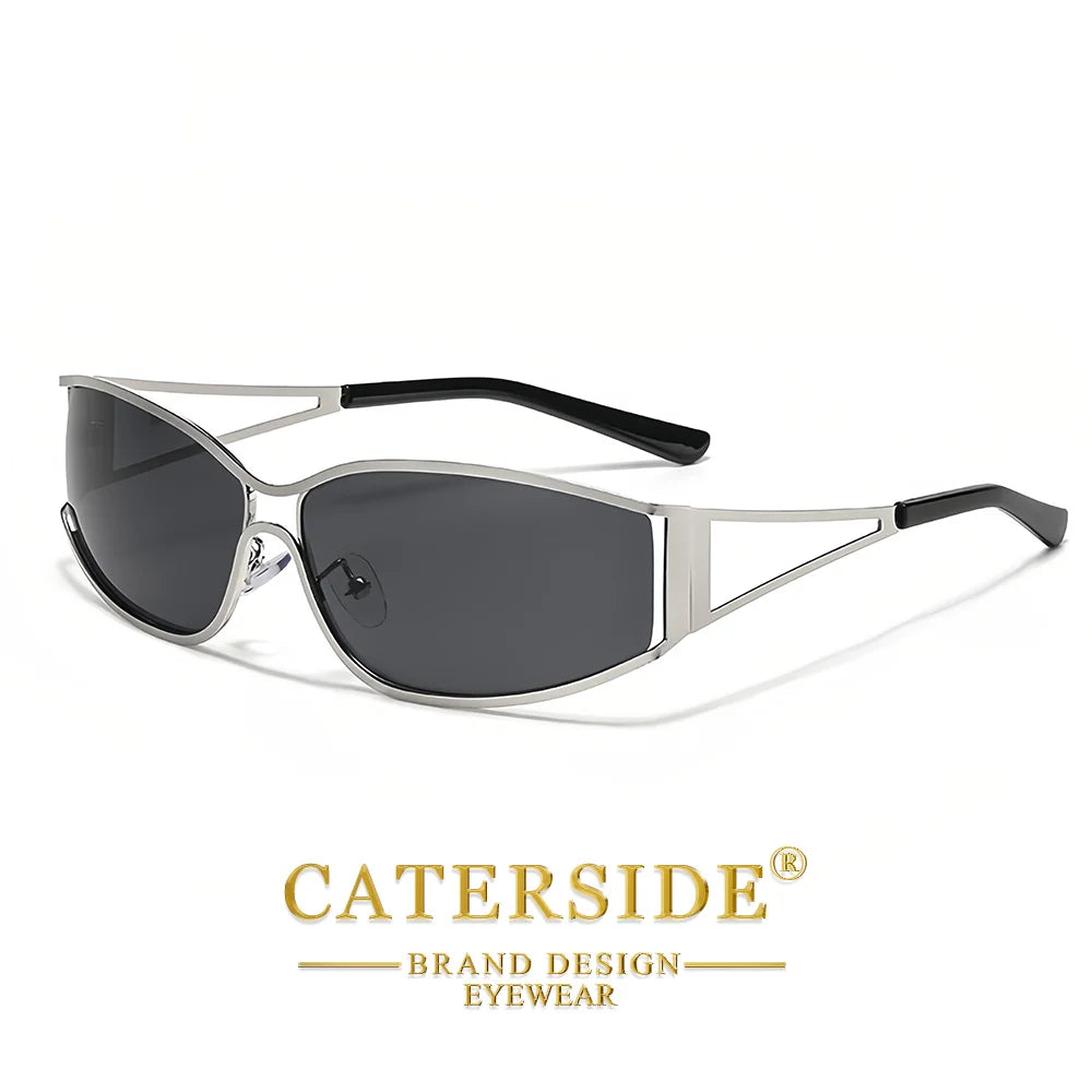 CATERSIDE Men's Punk Sunglasses Brand Design Fashion Technology Retro Sun Glasses Women's Travel Beach Y2K Glasses Gift UV400