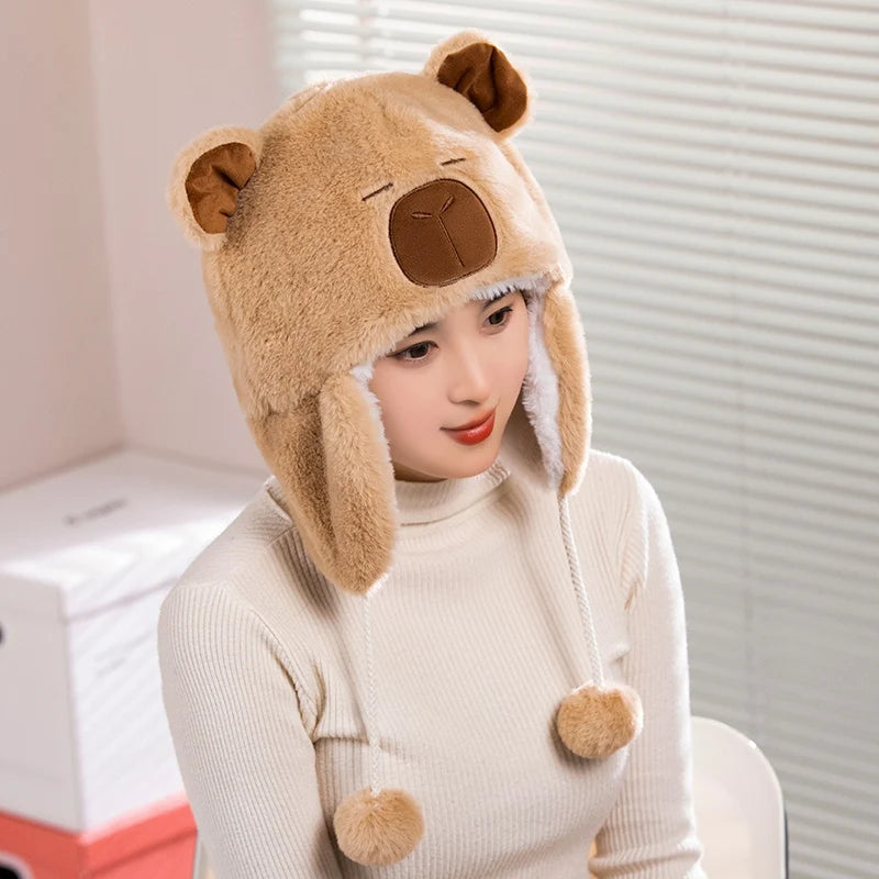 Cute Capybara Penguin Plush  Hat For Cycling Warm  Family And Friends Cartoon Husky Hat Christmas Gifts for the Winter Holidays